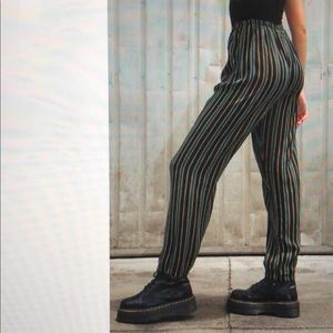 Boho pants striped with green,black, and gold💛